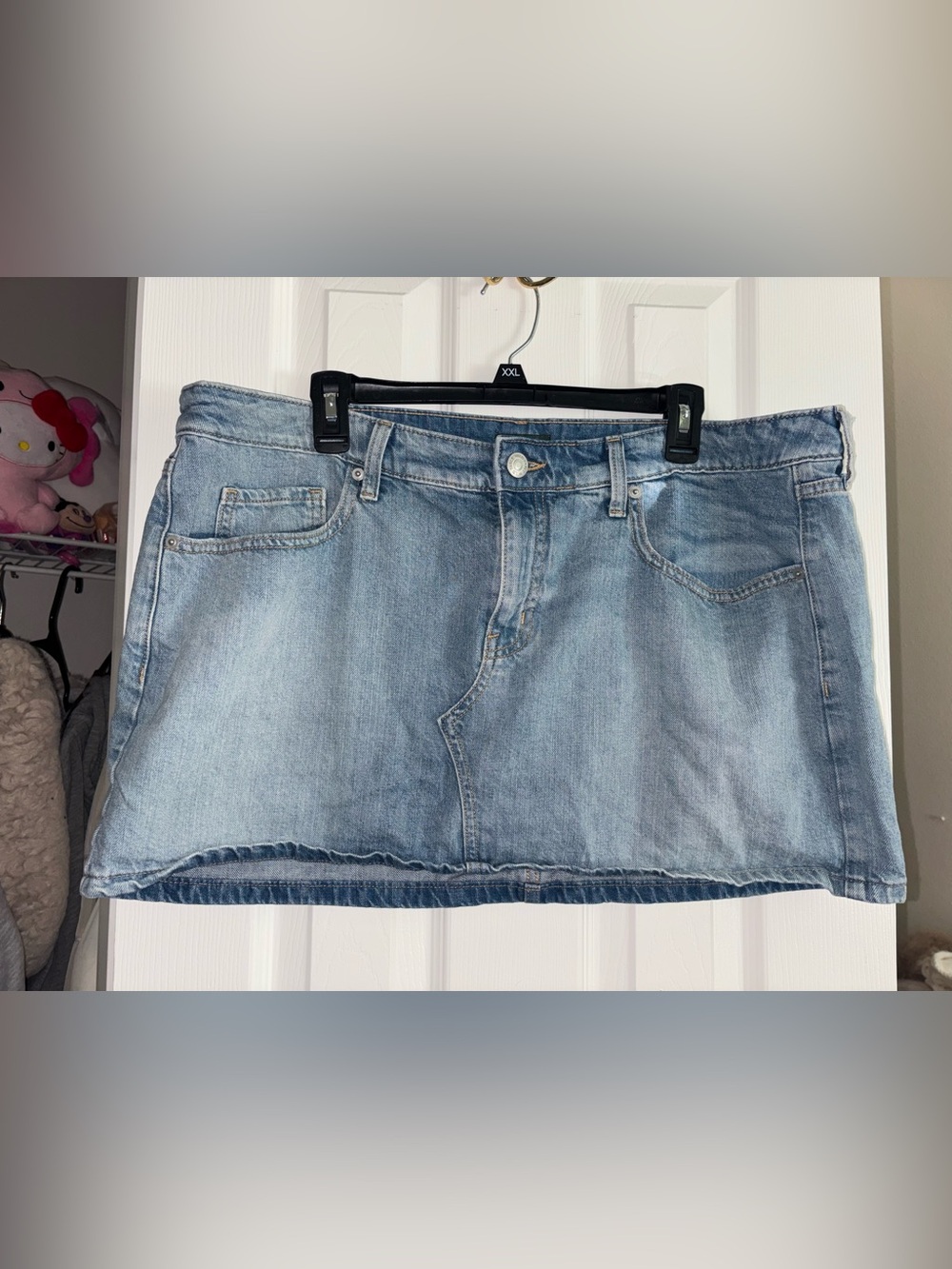 Wild Fable Light Wash Denim Mini Skirt Flap Back Pockets 17R W33